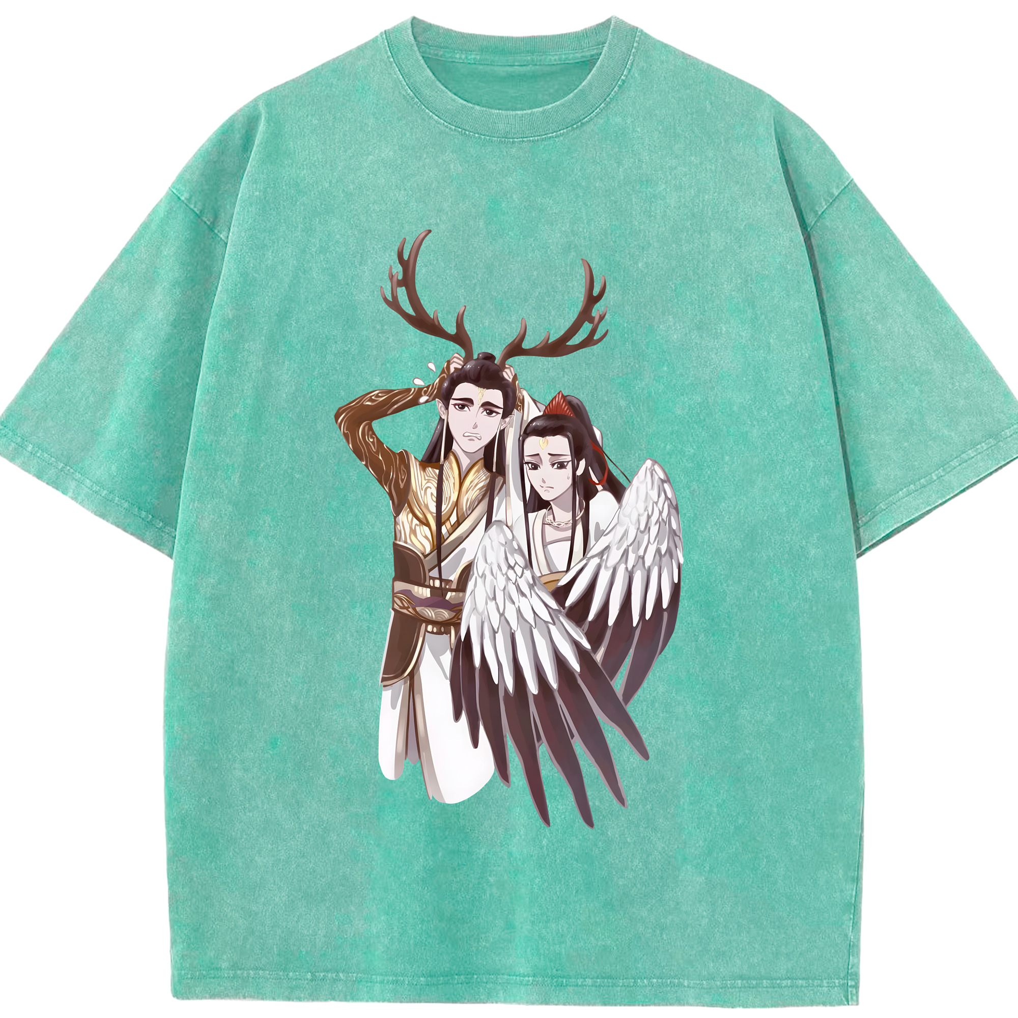 （画像用） Ne Zha 2 ナタ 魔童の大暴れ 綿100% ヴィンテージ風 半袖Tシャツ（フロントプリント）